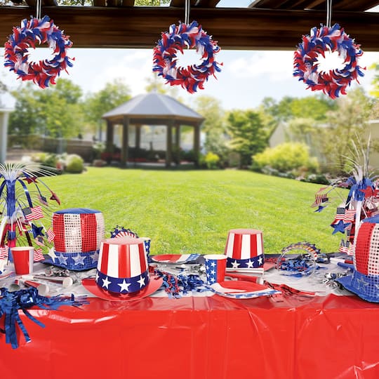 Beistle 8" Red, White & Blue Fancy Wreaths, 2ct.